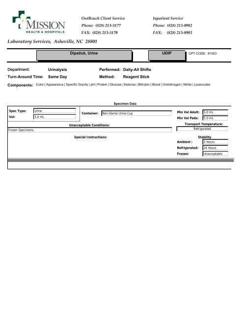 Laboratory Services, Asheville, NC 28801 - Mission Health