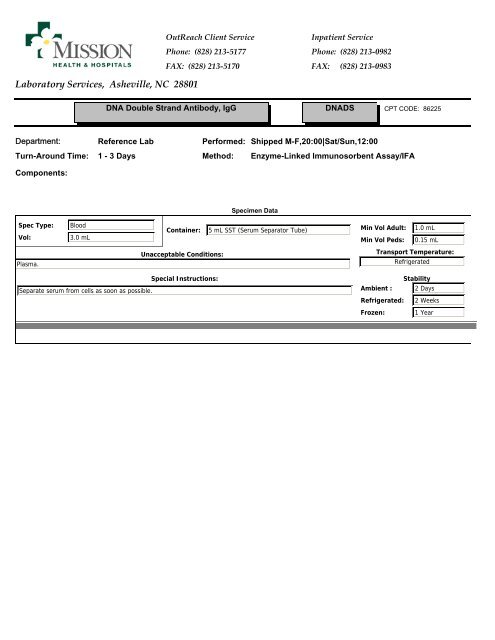 Laboratory Services, Asheville, NC 28801 - Mission Health