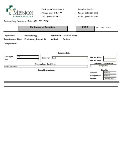 Laboratory Services, Asheville, NC 28801 - Mission Health