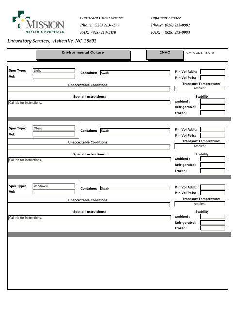 Laboratory Services, Asheville, NC 28801 - Mission Health