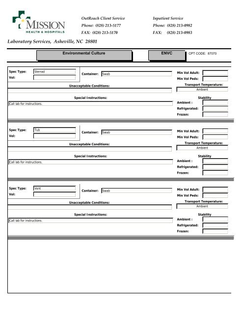 Laboratory Services, Asheville, NC 28801 - Mission Health