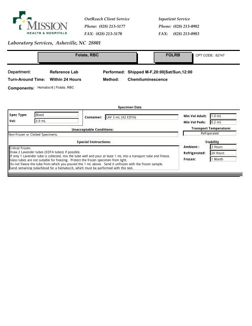 Laboratory Services, Asheville, NC 28801 - Mission Health