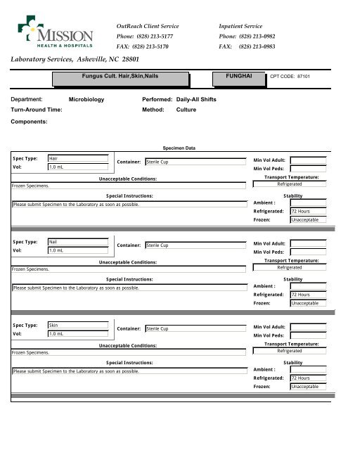 Laboratory Services, Asheville, NC 28801 - Mission Health