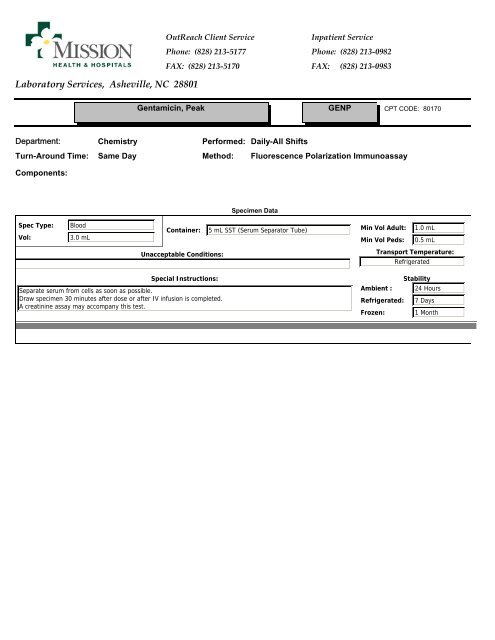 Laboratory Services, Asheville, NC 28801 - Mission Health