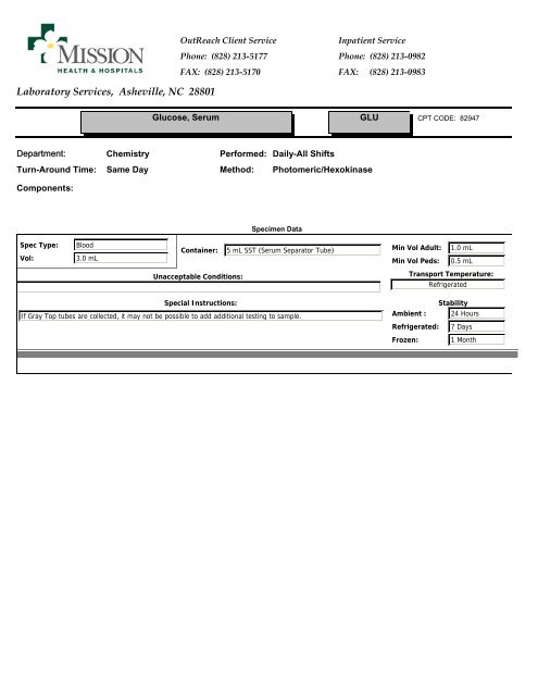 Laboratory Services, Asheville, NC 28801 - Mission Health