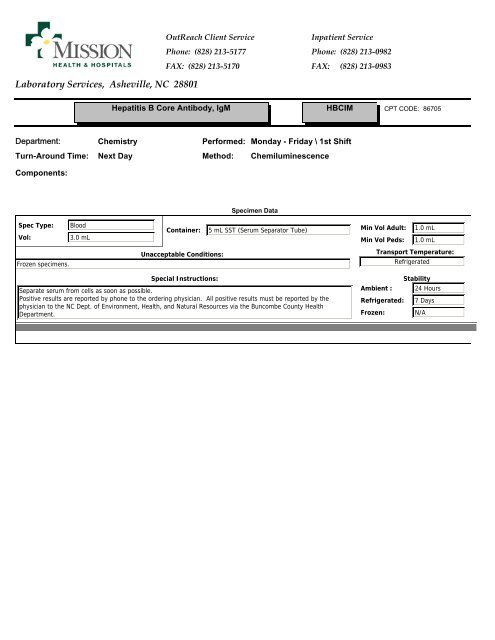 Laboratory Services, Asheville, NC 28801 - Mission Health