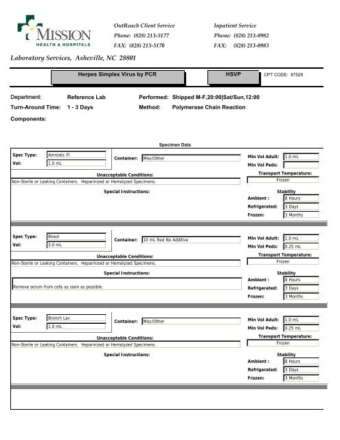 Laboratory Services, Asheville, NC 28801 - Mission Health