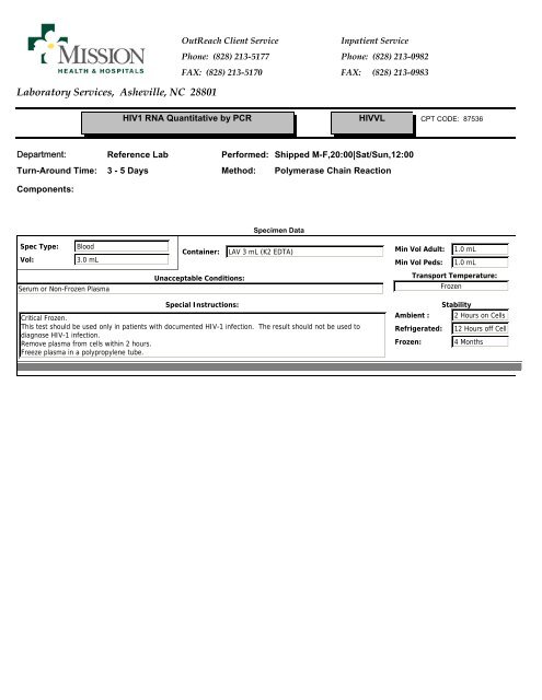 Laboratory Services, Asheville, NC 28801 - Mission Health