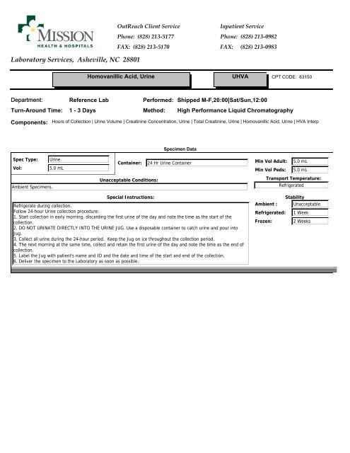 Laboratory Services, Asheville, NC 28801 - Mission Health