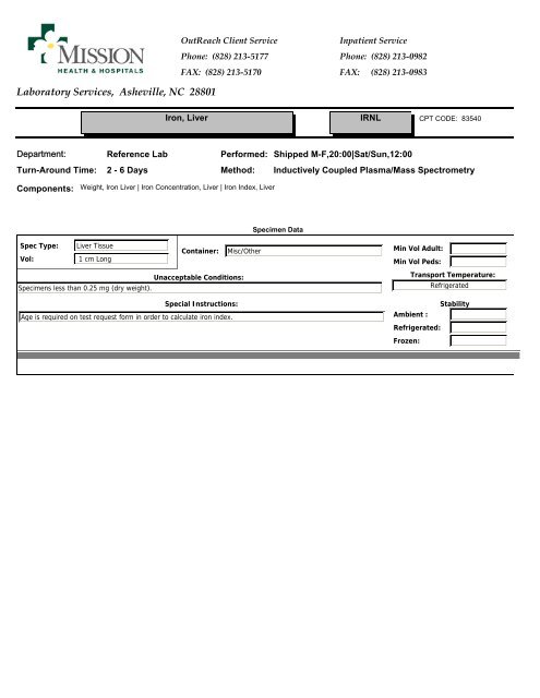 Laboratory Services, Asheville, NC 28801 - Mission Health