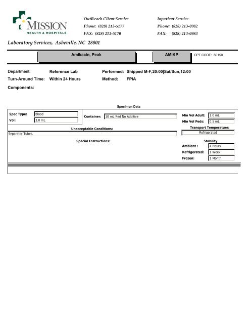 Laboratory Services, Asheville, NC 28801 - Mission Health