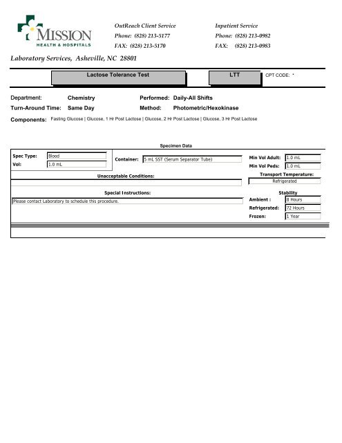 Laboratory Services, Asheville, NC 28801 - Mission Health