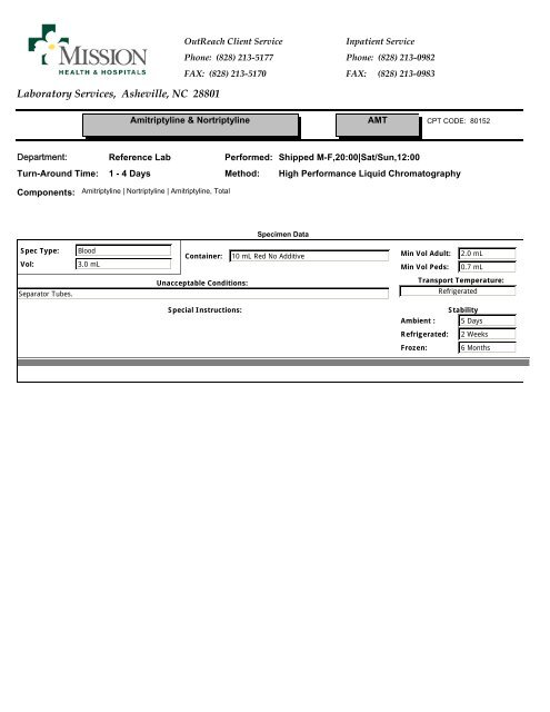 Laboratory Services, Asheville, NC 28801 - Mission Health