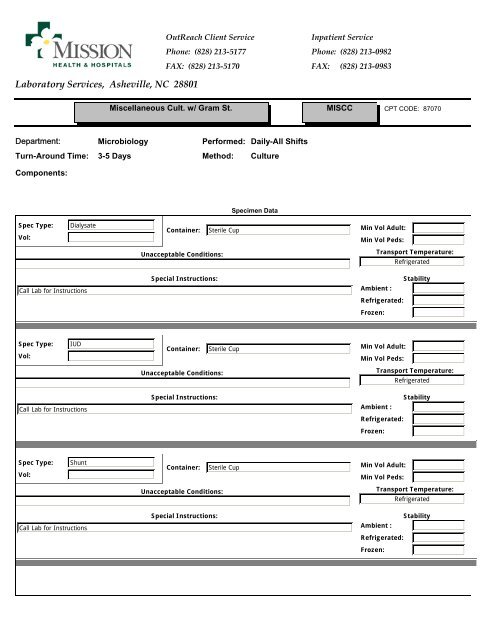 Laboratory Services, Asheville, NC 28801 - Mission Health