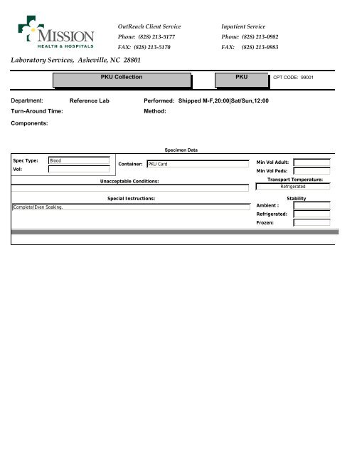 Laboratory Services, Asheville, NC 28801 - Mission Health