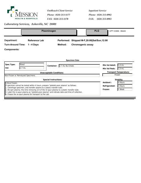 Laboratory Services, Asheville, NC 28801 - Mission Health