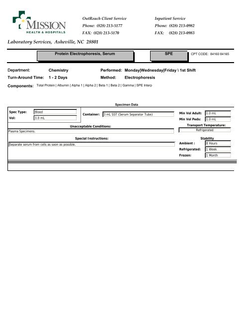 Laboratory Services, Asheville, NC 28801 - Mission Health