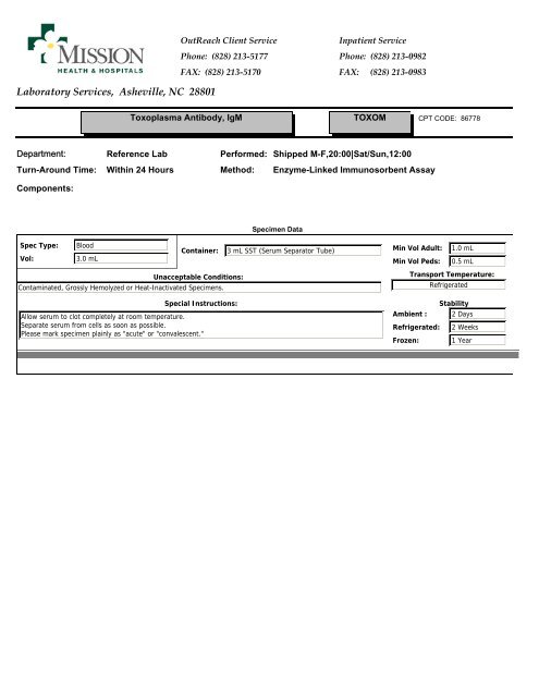 Laboratory Services, Asheville, NC 28801 - Mission Health