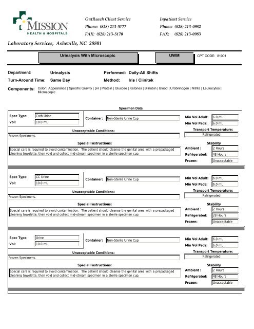 Laboratory Services, Asheville, NC 28801 - Mission Health