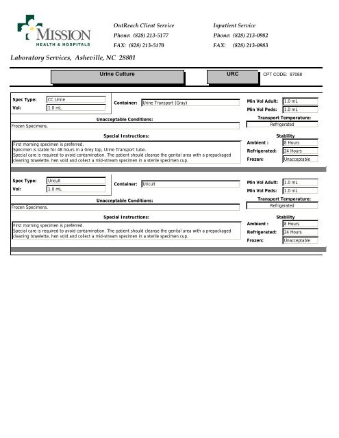 Laboratory Services, Asheville, NC 28801 - Mission Health