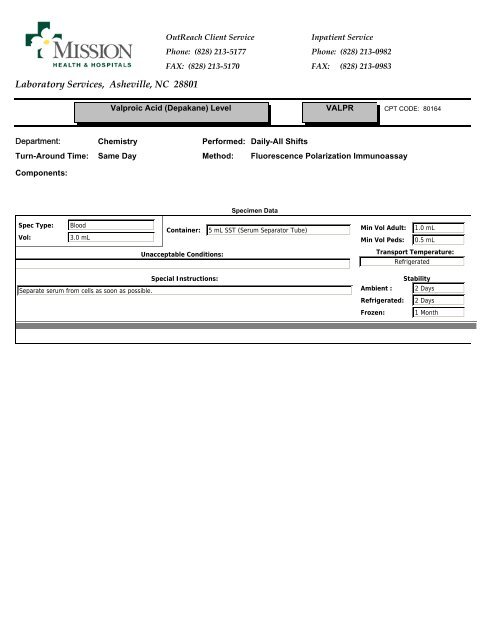 Laboratory Services, Asheville, NC 28801 - Mission Health