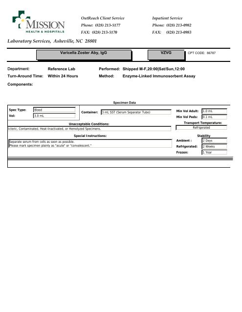 Laboratory Services, Asheville, NC 28801 - Mission Health