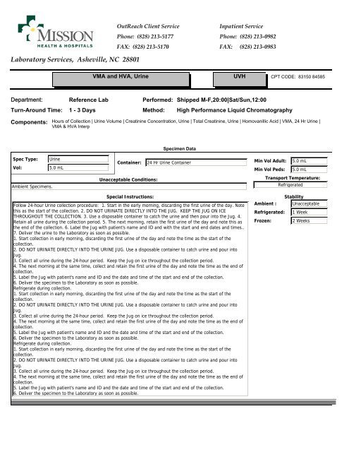 Laboratory Services, Asheville, NC 28801 - Mission Health