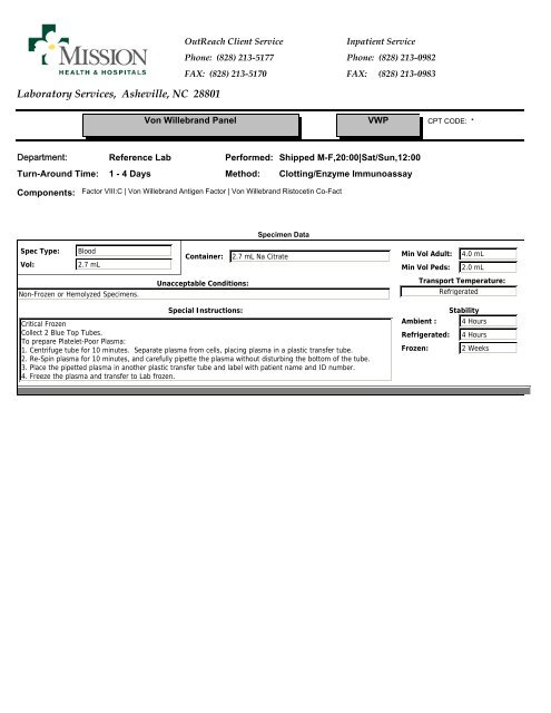 Laboratory Services, Asheville, NC 28801 - Mission Health