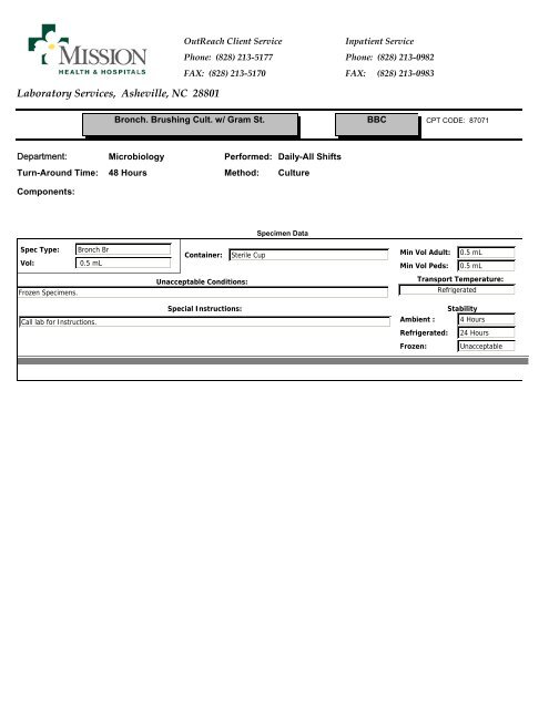 Laboratory Services, Asheville, NC 28801 - Mission Health