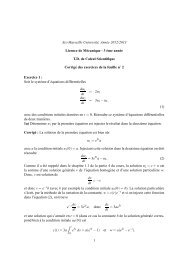 3 `eme année TD de Calcul Scientifique Corrigé des exerc