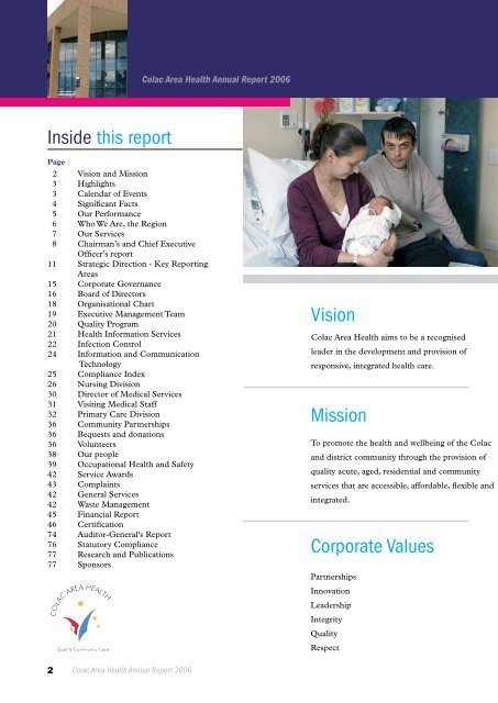 CAH Annual Report 2006 - South West Alliance of Rural Health