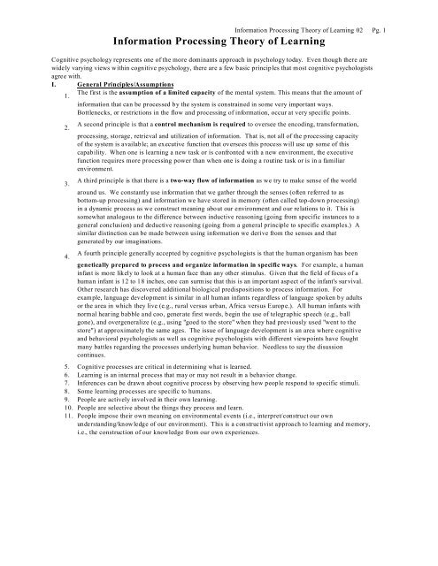 Information Processing Theory of Learning - PSU