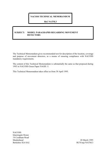 NACOSS TECHNICAL MEMORANDUM Ref. NATM.3 SUBJECT ...