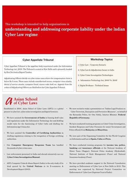 Report On One Day Workshop On Cyber Law - Asian School of ...