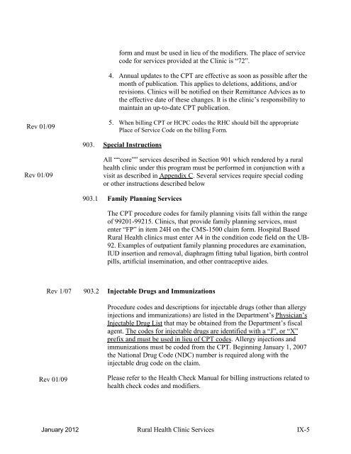 part ii policies and procedures for rural health clinic services