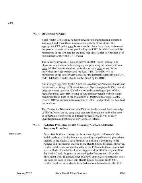 part ii policies and procedures for rural health clinic services