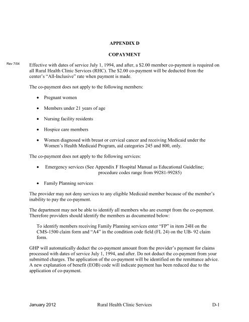 part ii policies and procedures for rural health clinic services