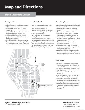 Map and Directions to Sleep Center - St. Anthony's Hospital