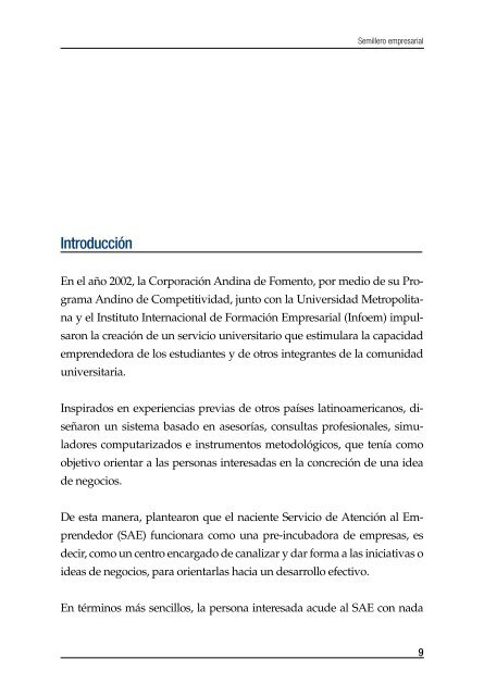 Semillero empresarial - Publicaciones - CAF