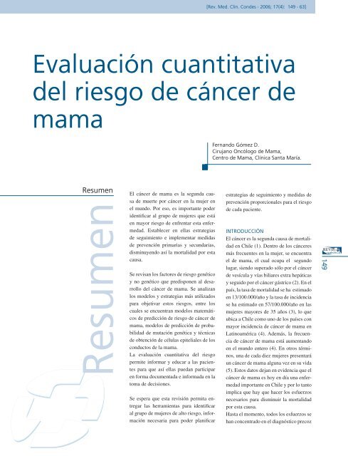 EvaluaciÃ³n cuantitativa del riesgo de cÃ¡ncer de mama