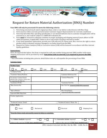 Request for Return Material Authorization _RMA - Ãtec Industrial ...