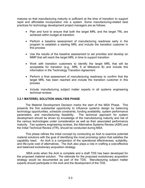 Manufacturing Readiness Level (MRL) Deskbook