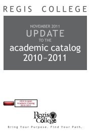 2010-11 Academic Catalog Addendum - Regis College