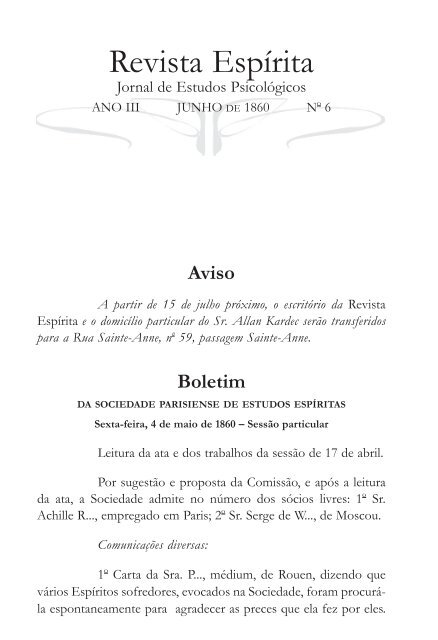 Revista EspÃ­rita (FEB) - 1860 - Autores EspÃ­ritas ClÃ¡ssicos