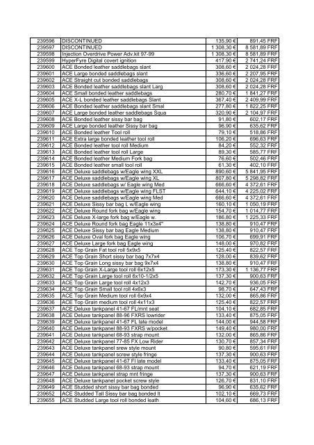 Tarif Zodiac public au 1-12-04 - FC Parts