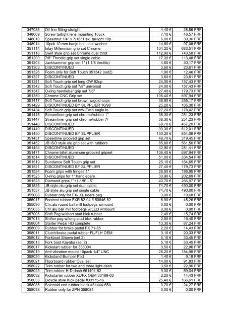 Tarif Zodiac public au 1-12-04 - FC Parts