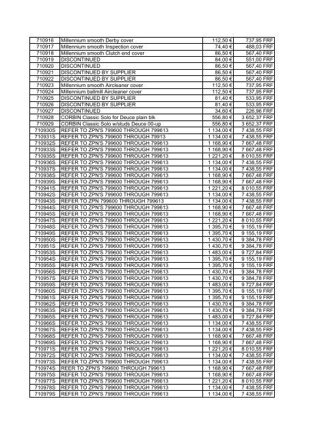 Tarif Zodiac public au 1-12-04 - FC Parts