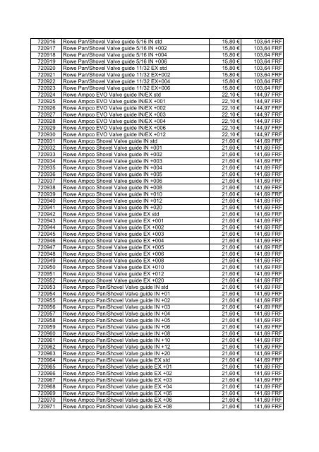 Tarif Zodiac public au 1-12-04 - FC Parts