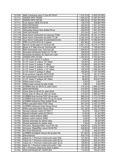 Tarif Zodiac public au 1-12-04 - FC Parts