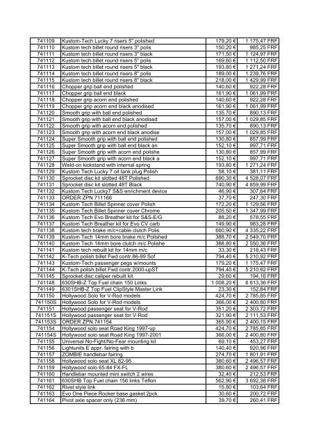 Tarif Zodiac public au 1-12-04 - FC Parts